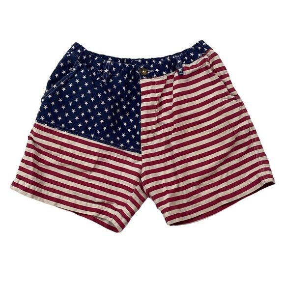 Chubbies The ‘Mericas USA American Flag Twill Shorts Pull On Red White Blue Sz M - Picture 1 of 9